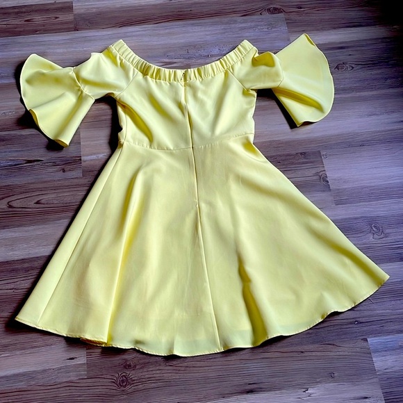 This Girl Fit and Flare dress Butter Yellow Tie Waist Size S Above knee Cocktail - Picture 2 of 14